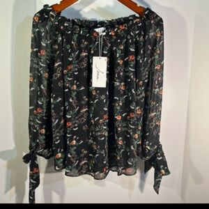 Jenn. Floral Off The Shoulder Long Sleeve Top Size M - NWT